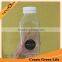 Beautiful Empty Square Glass Bottle For Milk With Lids 12oz