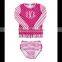 (SM104#pink )2-6T Berry striped and polka dot long sleeve rash guard bikini for children clothing