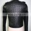 Black PU leather Jacket with embossed Women 2016