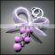 Cheap high quality jeweled rhinestone keychains crystal keyrings bead keychain
