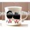 creative hot-selling cartoon 320ml lovers heat sensitive color changing ceramic mug with lid and spoon