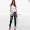 cheap woman fashion distressing black women jeans(JXA130)