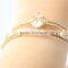 3 lines KC Gold Plated Adjustable Square Clear White Rhinestone Cuff Bracelet Claw Crystal Chain Bracelet For Women Wear