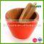 High quality Kitchen bamboo wood Mortar and Pestle set FDA
