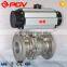 single acting ss316 flange pneumatic ball valve with positioner