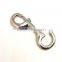 4-3/4" Solid Brass Hook in Nickel Plate, Solid Brass Swivel eye metal snap hook