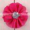 fabric chiffon flower with rhinestone in center for kids hair accessories