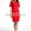 Knee-Length backless embroidery lace sleeve evening dress red short patterns