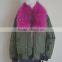 Myfur Popular New Ladies MA1 Bomber Jacket with Real Raccoon Fur Collar Trim