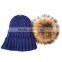 Myfur China Wholesale Hot Sale Genuine Raccoon Fur Pom Poms Knit Hat Winter Cap