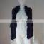 SJ324-01 Woman Apparel Winter Raccoon Trim Dark Blue Rabbit Vest