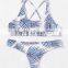 Graphic Feather Print Bikini Sexy Lady Seamless Reversible Bikini