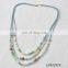 Bohemian fashion layered light blue suede necklace amazonitel stone beaded necklace