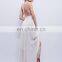 High qaulity lace trim cotton gauze maxi dress ,fashion woman cotton party dress