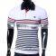 OEM Fashion Men's 100% Cotton Striped Custom Polo Shirt with Logo Embroidery