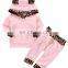 2020 kids babys leopard hoody+pant 2pcs clothing set