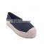 Straw interlayer woman applied slip on cheap canvas flat shoes