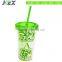 Double wall straw mug with printng
