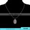 Oval Dragon Egg Leather Pendant Necklace, Gunblack Full Crystal Necklace