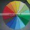 Colourful 16 Panels Wooden Curved Handle Straight Umbrella