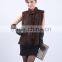 2016 New fashion short style women real mink kintted Fur Vest