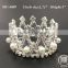 2016 NEW mini round pearl crystal rhinestone comb crown tiara for kid birthday party Bridal Wedding party(MC-4009)