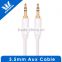 Step Down Design White Metal Shell 3.5mm Male To Male Stereo Audio Car Aux Cable