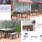 outdoor furniture dining set in plastic material includes four chairs and tables