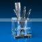 Crystal rectangle pen container/brush pot for office table decoration