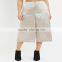 2016 fashion women summer white cropped trousers loose high waist