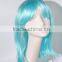 Long blue straight silk wave wig crazy color wig for bar N323