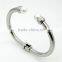  wholesale europe stainless steel tricolor bangle with pearl elegant jewelry for women
