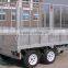fully hot deep galvanized 1 ton tipping trailer ,dump wagon, tandem axles with battary oil tank and wire mesh fence