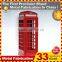 British phone booth red with printed logo for telephone or decoration