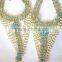 GOLD tone TURQUOISE BLUE STONE pearl PAYAL Anklets toe ring barefoot sandal