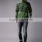 Green Black Striped Hooded Sweatshirt Custom Wholesale Long Sleeves Kangaroo Pocket Ribbed Hem Sweater 60% Cotton 40% Polyester
