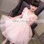 2017 new style girls fancy dress embroidery fabric pink kids party dress