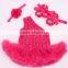 3PCS Newborn Baby Girl Kid Ruffle Romper Jumpsuit Headband shoes Set Clothes