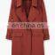 loops on the shoulder and cuffs turn down collar women long coat
