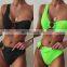 Women Separate Bikini Neon Green Bikini Set Swimwear Bathing Suit Sexy Cross Bandage Bathing Suits Push Up Swimsuits