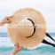 New natural Lafite tethered straw hat outdoor travel beach sunscreen tether Lafite hat