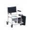 High back folding reclining commode wheelchair with toilet
