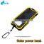 Hot Selling 10000 mah,Outdoor Waterproof Portable Solar Power Bank charger For smartphone sunlight Traveler