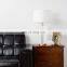 Luxury Slub Crystal Table Lamp for Hotel Villa with Copper Base White Linen Lampshade