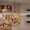 Vintage E14 Base Globe Shape Hemp Rope Pendant Light with Iron Chain