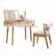 modern nordic solid oak wood dressing table with mirror and stool