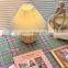 Korean Style Small Mini Decorative Wooden Bedside Fabric Pleated Lampshade Indoor Nightstand Lighting Table Lamp