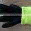 Smart Feeling Fluorescence Yellow Warm Double Layer Nylon Sandy Finished Nitrile Coated Gloves Winter Cold Protective Gloves