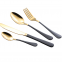 Elegant Stainless Steel Matte Gold Plated Dinner Fork Spoons Knife Flatware Set With Blue Colored Handle