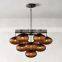 CABRETTE Amber Glass Round Farmhouse Chandelier Dining Room Modern Glass Drop Light Fixture Bedroom Closet Living Room